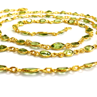Vêtements de mariage de tous les jours 925 collier de chaîne à maillons en argent sterling à la mode péridot pierres précieuses plaqué or Style classique pour dames