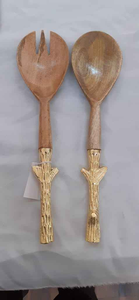 Juego de cuchara y tenedor de madera de calidad fina india, Mango para mesa de cocina, pulido de espejo para servir alimentos para Giveawaysby tradebit - Product Image 5