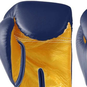 Gants de boxe professionnels en cuir doré marine avec fermeture velcro au poignet, pour l'entraînement et le sparring, pour hommes et femmes - Product Image 4