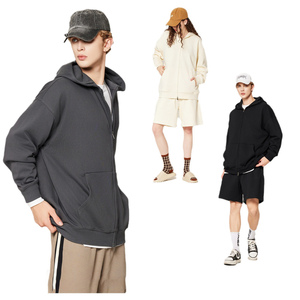 Nouveautés automne hiver personnalisés 400 Gsm coton mélanges français éponge doublé sweats à capuche zippés sweats à capuche unisexes - Product Image 4