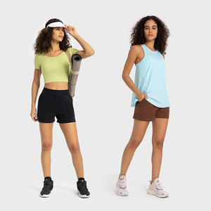 Women's High Waist Seamless Gym Yoga Shorts Scrunch Butt Workout Running Yoga Pants with <b>Logo</b> Decoration Leggings for Sport - Product Image 5