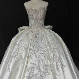 Robe de mariée de luxe en satin Jancember MN310, robe de mariée sans bretelles, robe de bal perlée, Vestido De Novia, mariage moderne - Product Image 3