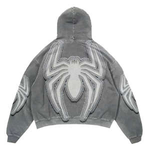 Alta calidad peso pesado 500gsm para Puff Print Spider Hoodie hombres 100% algodón chándales ropa informal personalizada sudadera para - Product Image 3