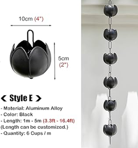 Chaîne de pluie en cuivre personnalisée, gouttière, descente d'eau, forme de pétale en métal, grelots, coupe-pluie, ornements de jardin, fabricant, exportateur - Product Image 3