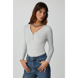 GRIMELANGE Blusa-Bodysuit de Manga Larga con Botones a Presión y Cuello en V para Mujer - Product Image 3