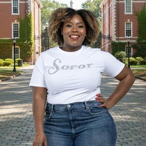 Camicia di Soror di diamanti bianchi da donna 100 cotone con paillettes ricamate lettere greche abbigliamento da Sorority classico adatto per Zeta Phi Beta Pride - Product Image 5