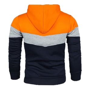 Sudadera con capucha deportiva informal para hombre y mujer de calle azul de otoño e invierno con bolsillos de costura lateral sueltos y Sudadera con capucha juvenil de color bloqueado - Product Image 2