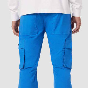 Walker Men's Blue Cargo Kick Flare Pants Cintura alta con detalles de bolsillo funcionales Lavado de colores para un gran aspecto informal - Product Image 5