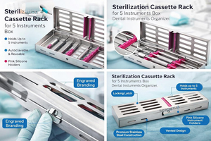 Cassette de stérilisation avec inserts en silicone amovibles (2 pièces) – Contient 5 instruments – Acier inoxydable allemand - Product Image 4