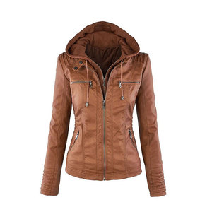 Chaqueta de Motociclista de Piel de Oveja para Mujer con Diseño Reversible, Características Cortavientos y Transpirables, Cálida para Otoño e Invierno, Color Marrón - Product Image 2