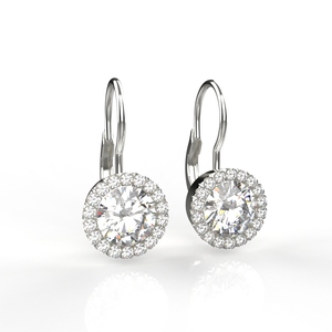 Joyería Avarta Plata esterlina 2 quilates cada pendiente de gota de Halo - Product Image 4