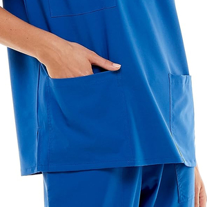 Ensemble de gommage cargo à col montant bleu uniforme d'infirmière solide uniforme décontracté avec poche vêtements de travail professionnels ensembles d'uniformes de gommage - Product Image 5