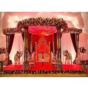 Marvelous Indian Marriage Double Pole Mandap Best Mughal Theme Dual Pole Wedding Mandap Decoration Trending Mandap Stage Set Reino Unido - Product Image 1