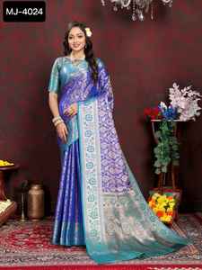 Nouveau travail de broderie léger en soie Saree de créateur décontracté avec une belle conception de travail de séquence de couleurs avec un chemisier fantaisie - Product Image 3