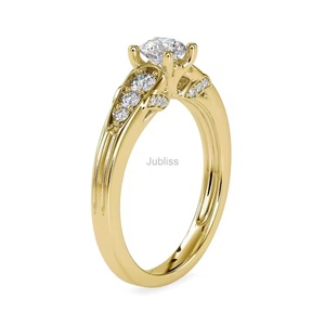 Anillo de compromiso de diamante cultivado en laboratorio redondo IGI, banda de boda de oro sólido de 14K para mujer, joyería certificada F VS1 - Product Image 3
