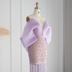 Sharon Said SS327 Luxus Dubai Flieder Abendkleider für Frauen Hochzeits feier Off Shoulder Arabisch Formal <span class=keywords><strong>Prom</strong></span> Gown - Product Image 3