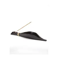 Brûleur et support d'encens noir en forme de feuille avec diffuseur d'aromathérapie décoratif