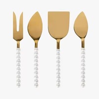 Ensemble de couteaux à fromage dorés, 3 pièces, en acier inoxydable (doré/blanc), lavables au lave-vaisselle, outils de cuisine écologiques