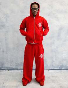 Nouveau survêtement pour homme avec fermeture éclair et broderie, 100% coton molletonné, entièrement personnalisable, vêtements pour homme, 2 ensembles - Product Image 4