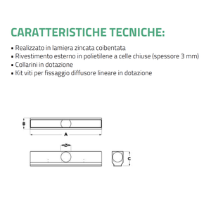 Diffusore Lineare in Alluminio Tecnosystemi, Deflettore Rotante a 2 Fessure, Griglia Isolata Rettangolare per Montaggio a Soffitto - Product Image 4
