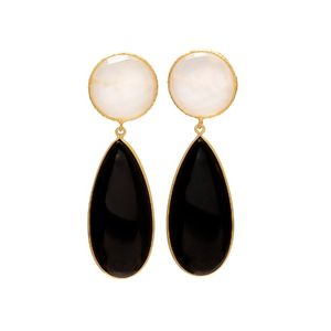 Pendientes de plata con forma de pera de Ley 925 y piedra preciosa de ónix negro, novedad - Product Image 1