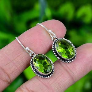 Diseñador de moda mujeres y niñas pendientes joyería 925 plata esterlina sólida hecha a mano piedras preciosas Spinner peridoto pendientes simples - Product Image 2