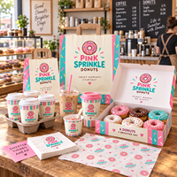 AT PACK Fournitures de boulangerie personnalisées avec des boîtes à beignets, des sacs en papier, des gobelets à café, du papier d'emballage et des emballages à emporter pour les cafés