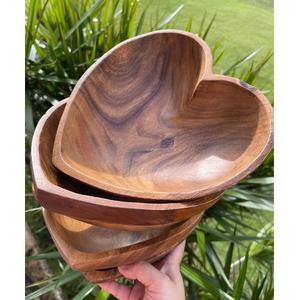 Bol à bijoux en bois en forme de cœur, bois d'acacia naturel, mangue - Product Image 6