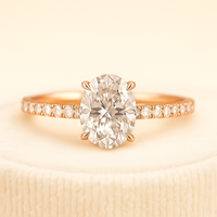 Bague de fiançailles solitaire personnalisable en or 14 carats avec diamant ovale de 1 carat CVD cultivé en laboratoire, couleur E, clarté VVS2, certifié IGI