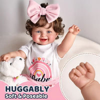 Poupée Reborn Babeside Malia 20 pouces en vinyle, mini jouet en peluche, poupée de mode, princesse, fille, longues boucles brunes, peinte à la main