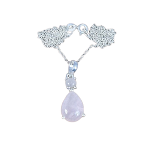 Classique Pendentif Bijoux Femmes Argent Boho Style Bijoux 925 Sterling Silver Rose Quartz Gemstone À La Main Pendentif Cadeau Femme - Product Image 1