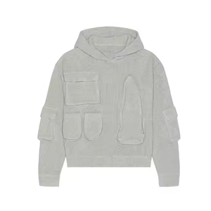 Sudadera térmica de algodón estilo holgado de diseño personalizado para hombre Sudadera con capucha elegante con bolsillo de carga suelta para invierno - Product Image 1