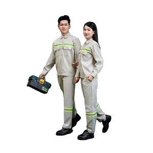 Ensemble de vêtements de travail pour femmes à manches longues beige en tissu TC, sécurité, anti-rétrécissement, uniforme FMF, haute visibilité, respirant - Product Image 6