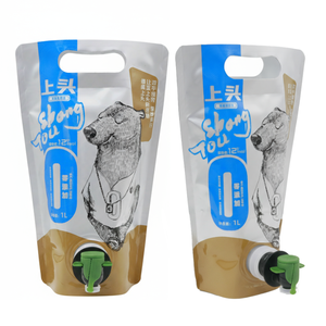 OEM 1L Food Grade Wine <b>Pouch</b> with Valve Dispenser for Vodka Beer & Alcoholic Beverages Aseptic Filling Packaging - Product Image 1