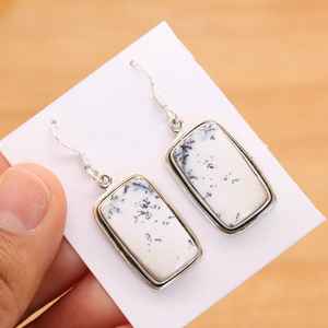 Dendrite Opal 925 Sterling Silver Gemstone Hook Earrings Handmade Jewelry <b>Women</b> Fashion Dangle <b>Gift</b> - Product Image 5