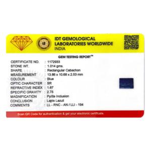 Pierre précieuse naturelle Lapis Lazuli bleu de 5,07 carats, facettée, rectangulaire, de haute qualité, calibrée, créée en laboratoire, traitée thermiquement et polie - Product Image 4