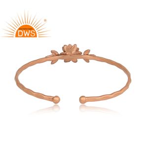 Bracelets à manchette ajustable en laiton, cubiques naturelles, plaqué or Rose, Design à la main, dernier modèle, - Product Image 4