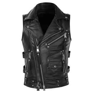 OEM Custom Design Mens High Quality Leather <b>Vest</b> Windproof & Waterproof Outerwear Vintage Brown Men 100% Genuine Leather <b>Vest</b> - Product Image 1