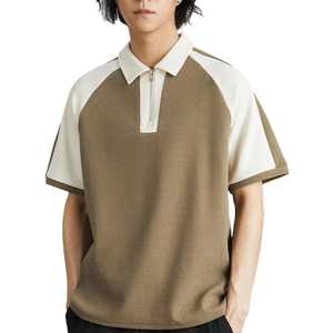 Polos de alta calidad con cremallera delgada para hombre, camisetas 100% de algodón con cuello vuelto, transpirables, con cremallera en blanco, polos para hombre - Product Image 2