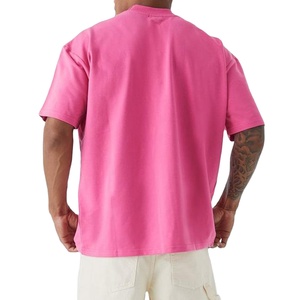 Camisetas desgastadas de color sólido de gran tamaño para hombre, nueva moda, venta completa, ropa informal de algodón 100% liso, dobladillo recortado con hombros caídos - Product Image 2