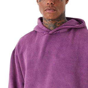 OEM Sweats à capuche vintage 100% coton épais, personnalisables, délavés à l'acide, effet vieilli, d'hiver, coupe courte, vierges, avec motif lettre 2026 - Product Image 3