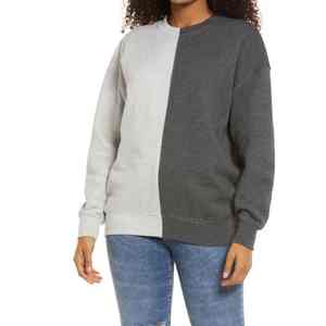 Última llegada mujer sudadera manga larga único Color sólido peso pesado cuello redondo ajuste relajado sudadera de gran tamaño para mujer - Product Image 1