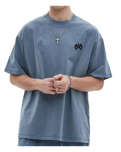 Camiseta extragrande de algodón para hombre, camiseta informal de algodón a la moda de verano 100%, estilo lavado Vintage con cuello redondo - Product Image 1