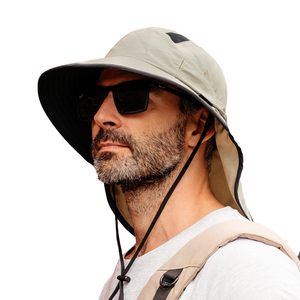 Chapeau de soleil unisexe à large bord, chapeau de pêcheur avec rabat pour le cou, protection UV respirante pour la randonnée et la pêche en extérieur - Product Image 1