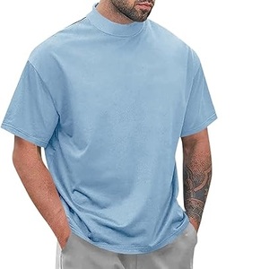 Camisetas de verano con cuello simulado de Color sólido de algodón 100% ligero de alta calidad para hombres, camiseta personalizada con cuello redondo para todos los días para hombres - Product Image 1
