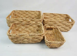 Juego de 4 Cestas de Almacenamiento Rectangulares de Jacinto de Agua Ecológicas Viet Anh con Asas Flexibles Recortadas - Product Image 5