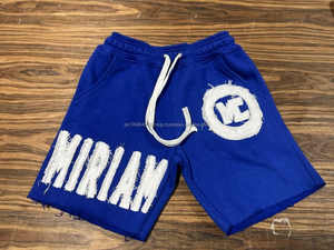 Custom High Street Hombres Vintage Sunfade Pantalones Cortos de Algodón Desgastado Apliques Parche Bordado Ácido Lavado Pantalones Cortos con Cordón - Product Image 3