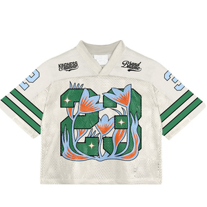 Streetwear personnalisé maillot de football américain tendance avec logo brodé, maille, maillot de football américain rétro court - Product Image 2