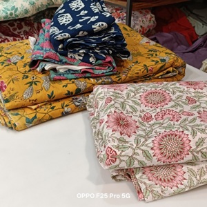 ผ้าทอลายดอกไม้ทำจากผ้าฝ้ายอินเดียสำหรับเย็บชุดกระเป๋าผ้าม่าน-เด็กผู้หญิง - Product Image 5