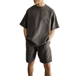 Pantalones cortos cargo de verano para hombre, venta al por mayor, pantalones cortos de chándal ecológicos de secado rápido transpirables informales de talla grande, patrón sólido, algodón 100% - Product Image 1